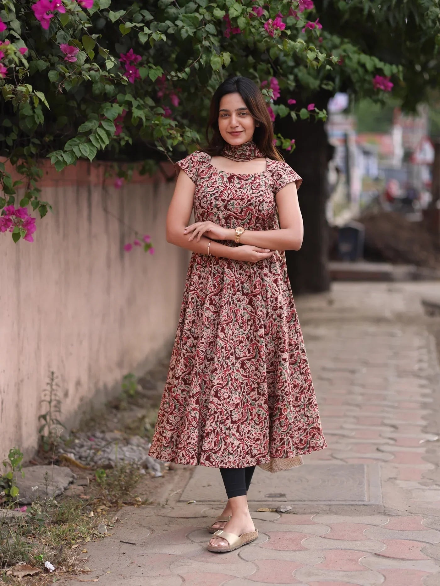 Maroon Anarkali Top & Dupatta Set