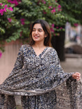 Black Alia Cut Top & Dupatta Set
