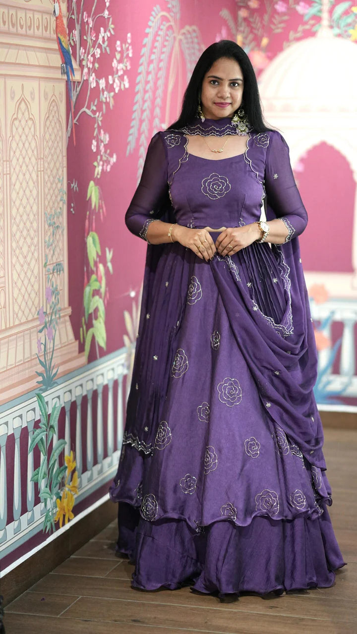 Sitara – Lehenga With Peplum – Lavender