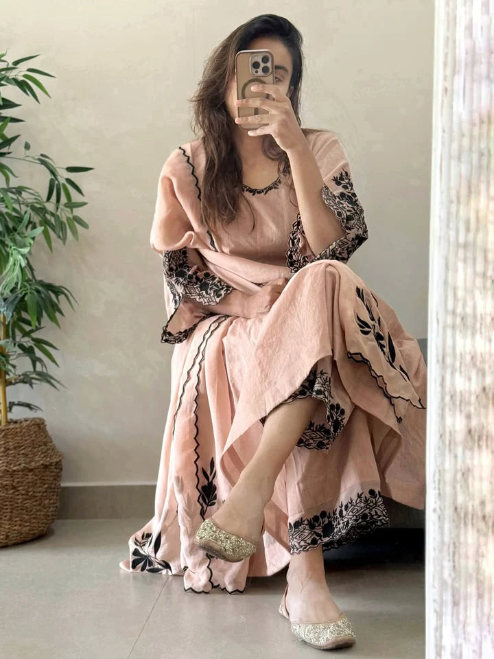 Designer Women’s Soft Fox Georgette Embroidered Kurta Set