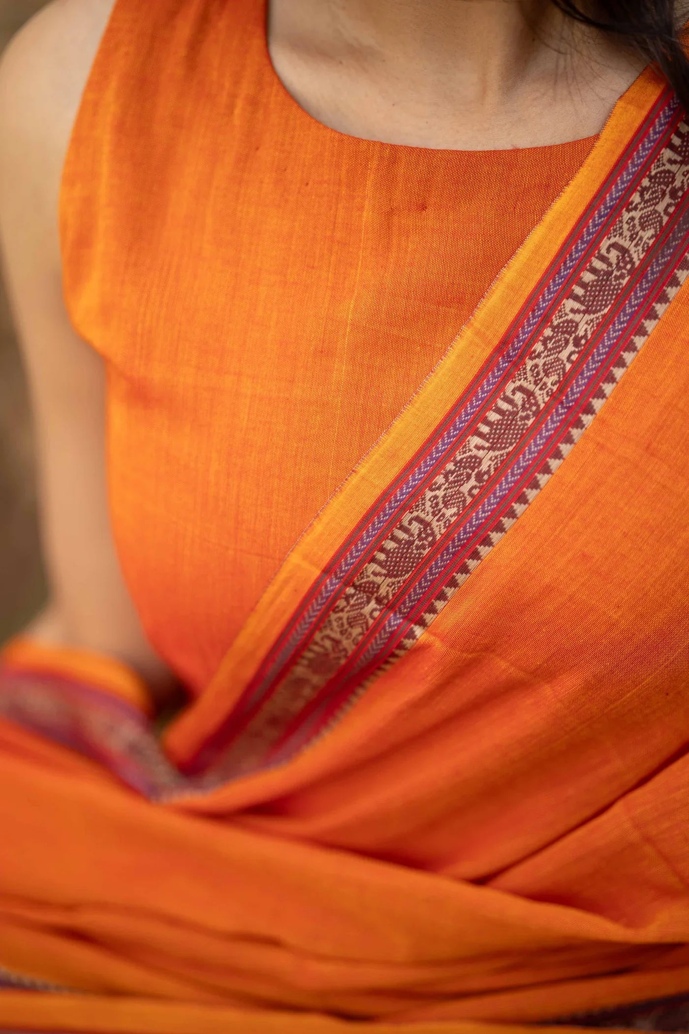 Orange Malar Narayanpet Salwar Set