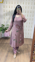 Mauve Handpainted & Handwork Aline
