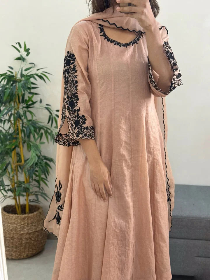 Designer Women’s Soft Fox Georgette Embroidered Kurta Set