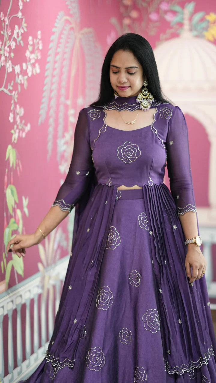 Sitara – Lehenga With Peplum – Lavender