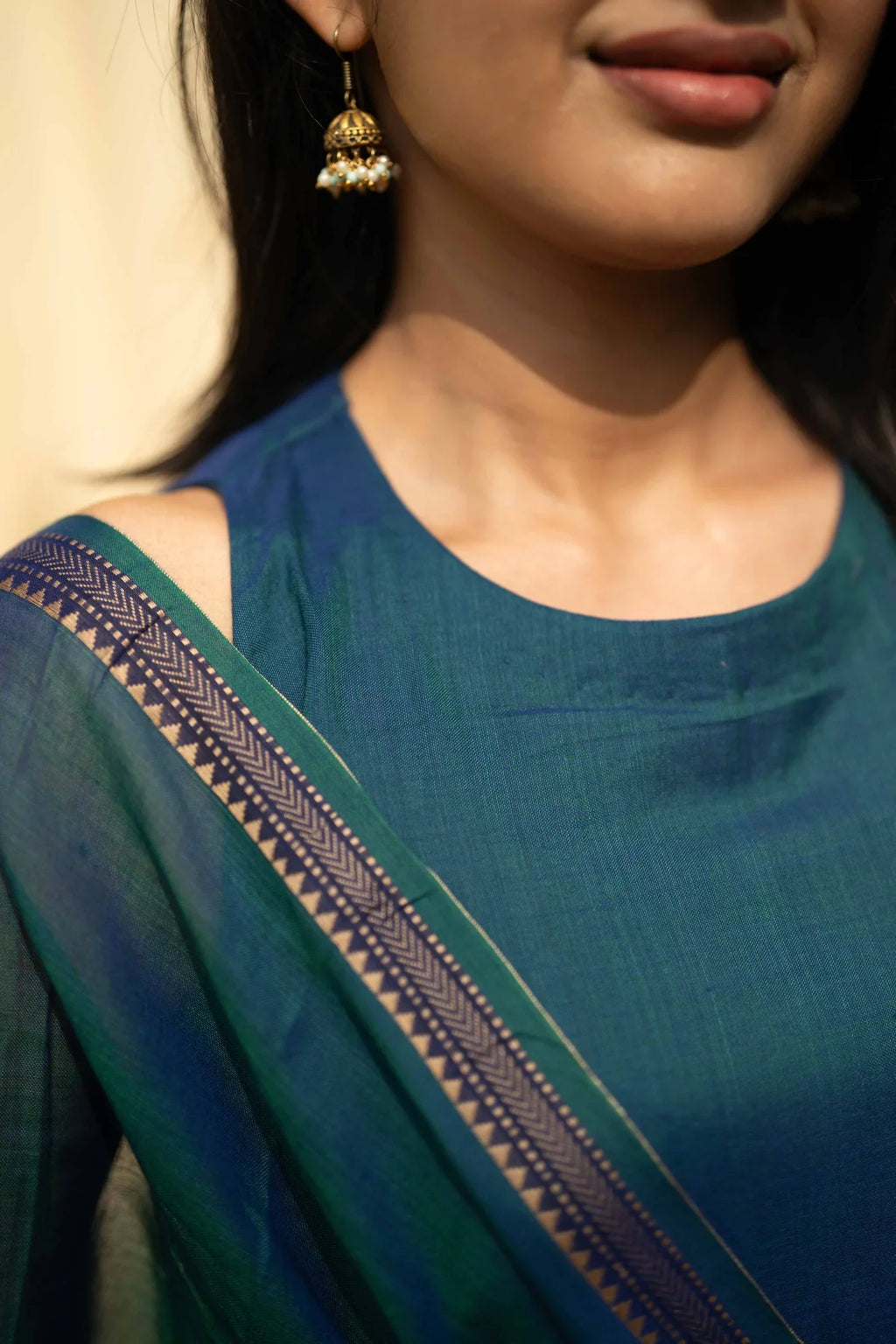 Peacock Blue Malar Narayanpet Salwar Set