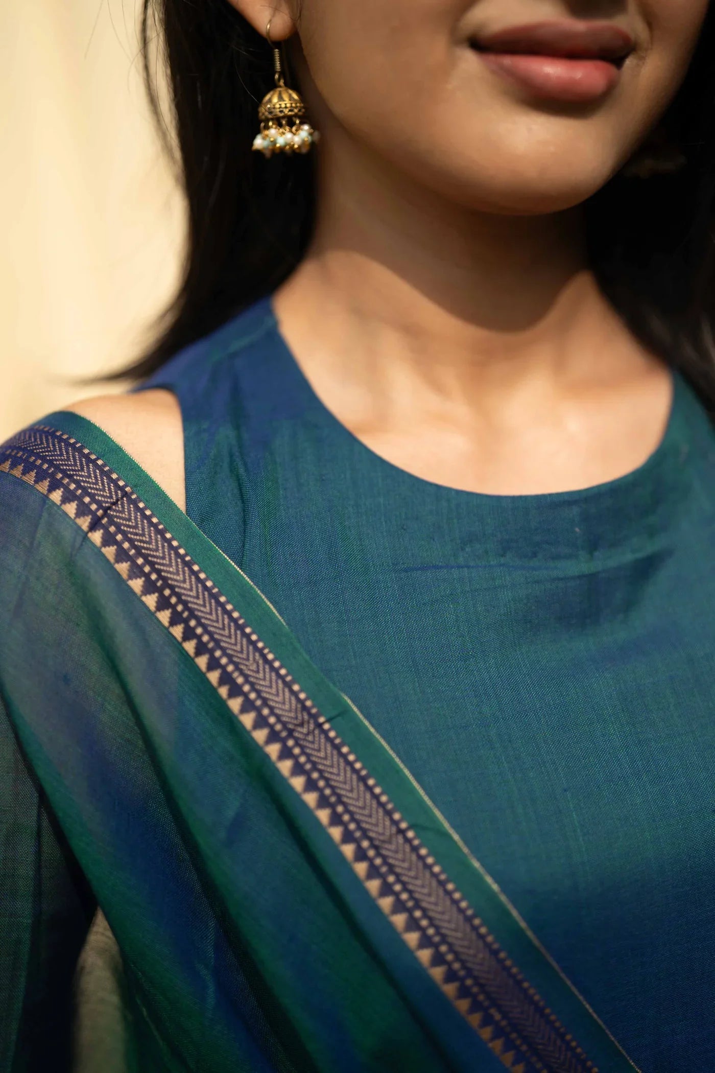Peacock Blue Malar Narayanpet Salwar Set