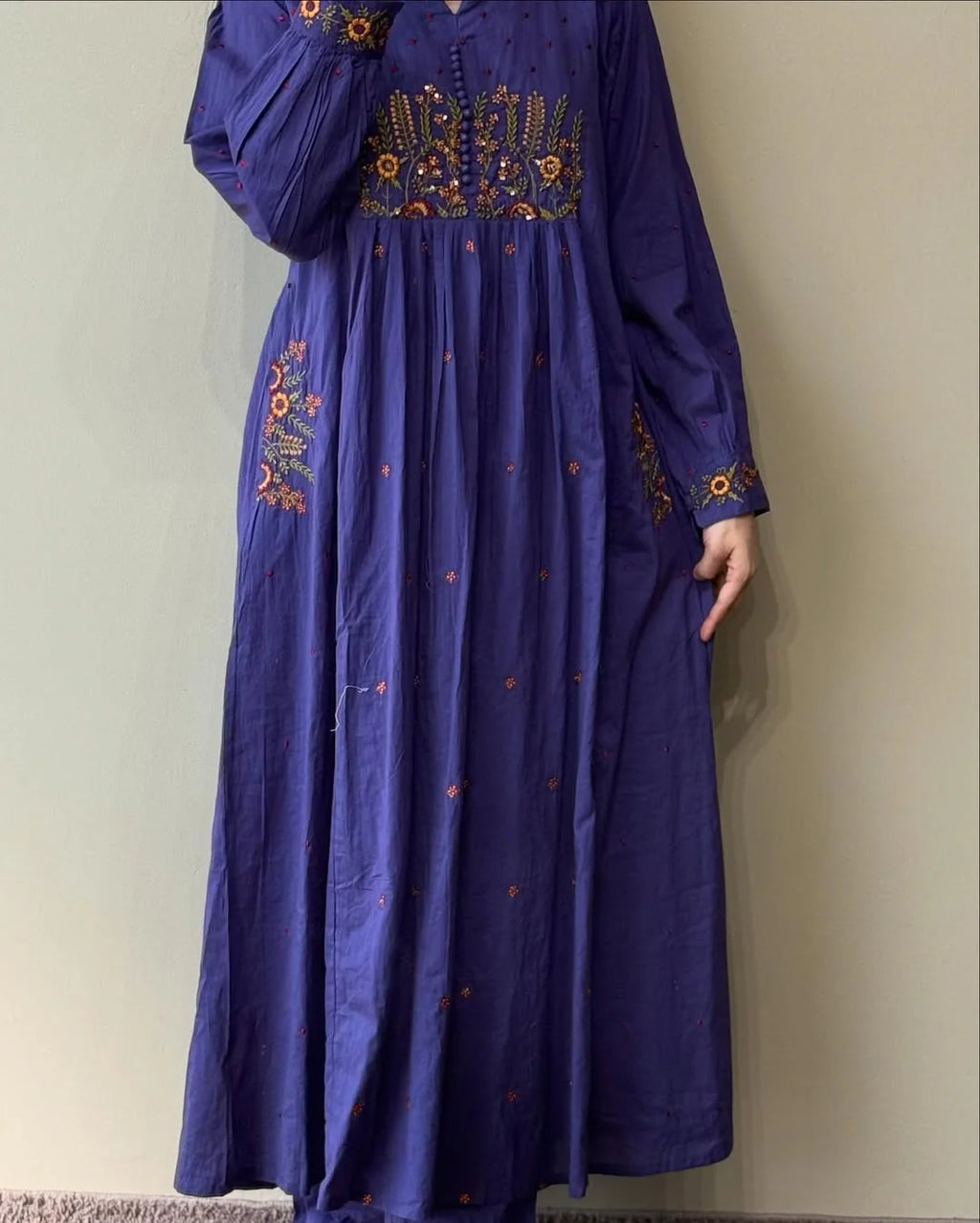 Purple Embroidery Cotton Suit