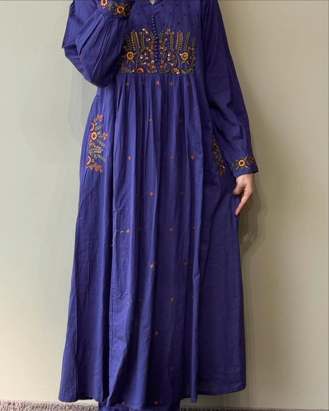 Purple Embroidery Cotton Suit