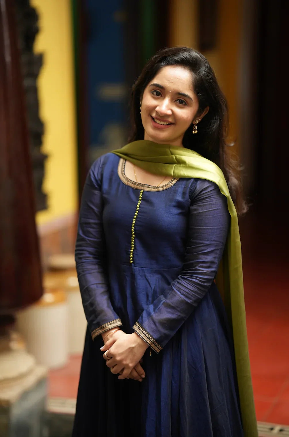 BHAMA-BLUE WITH OLIVE