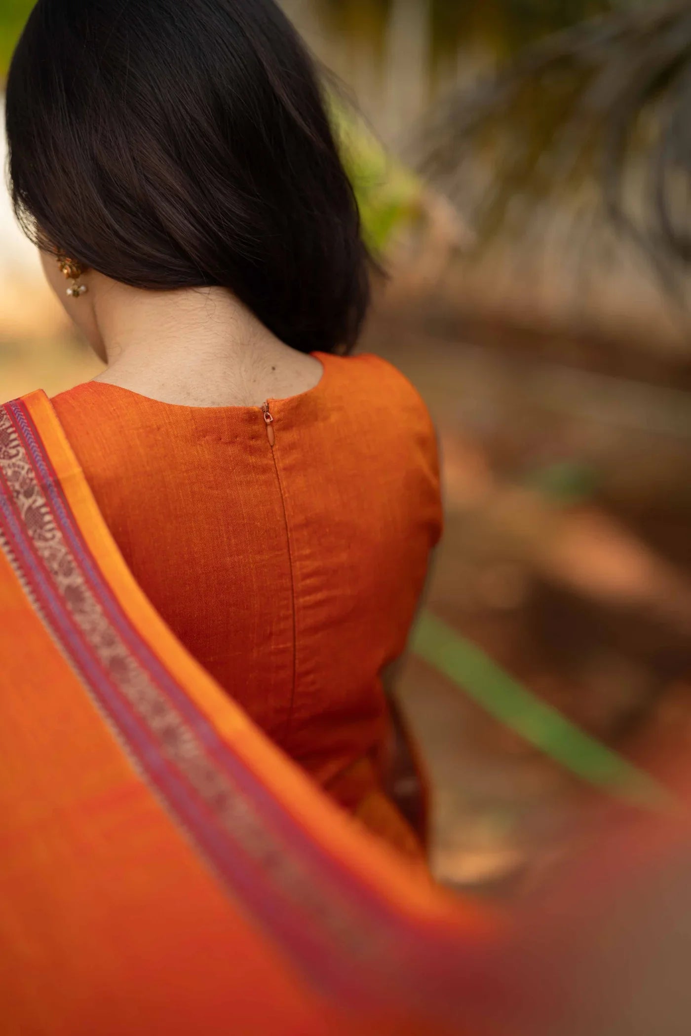 Orange Malar Narayanpet Salwar Set