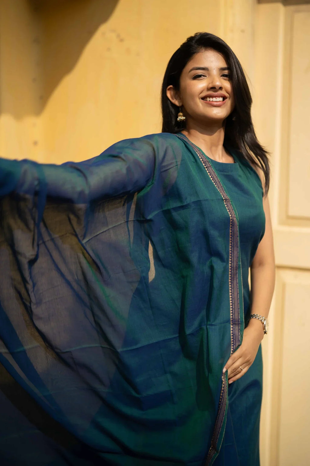 Peacock Blue Malar Narayanpet Salwar Set