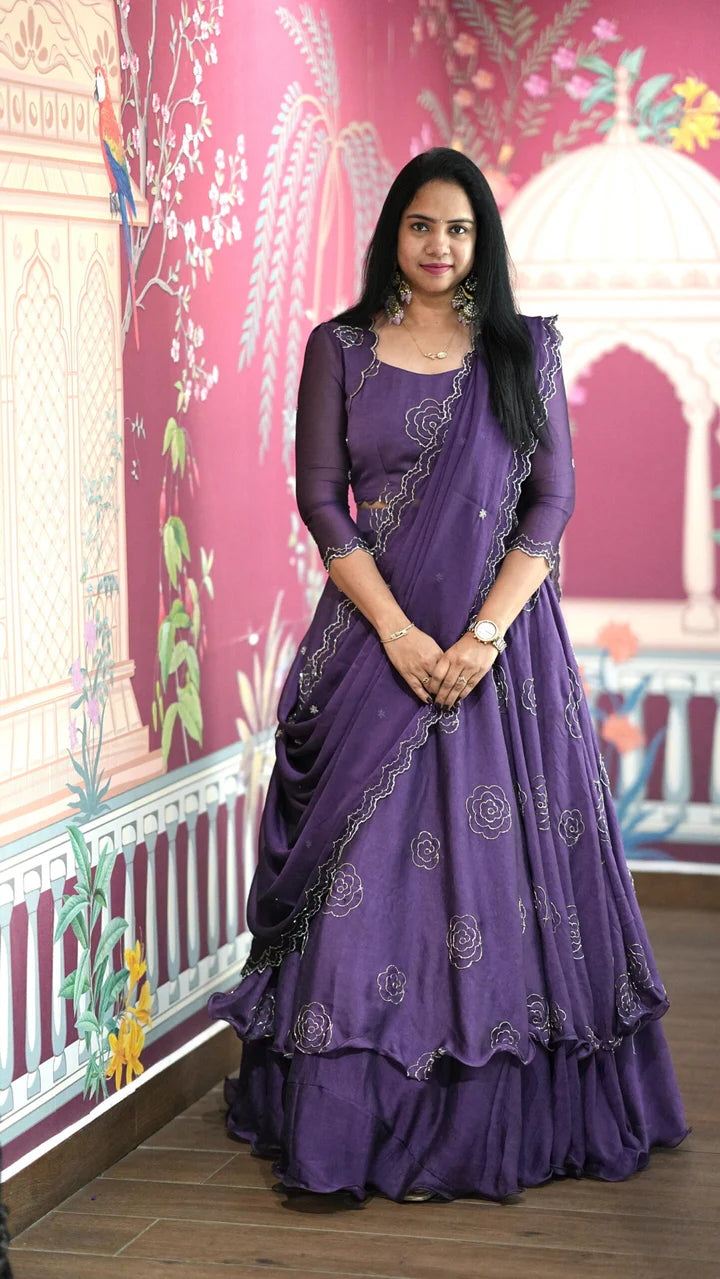 Sitara – Lehenga With Peplum – Lavender