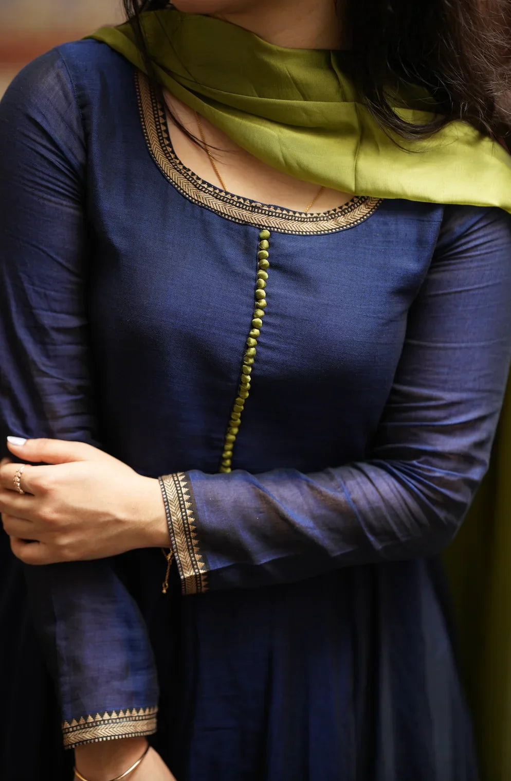 BHAMA-BLUE WITH OLIVE