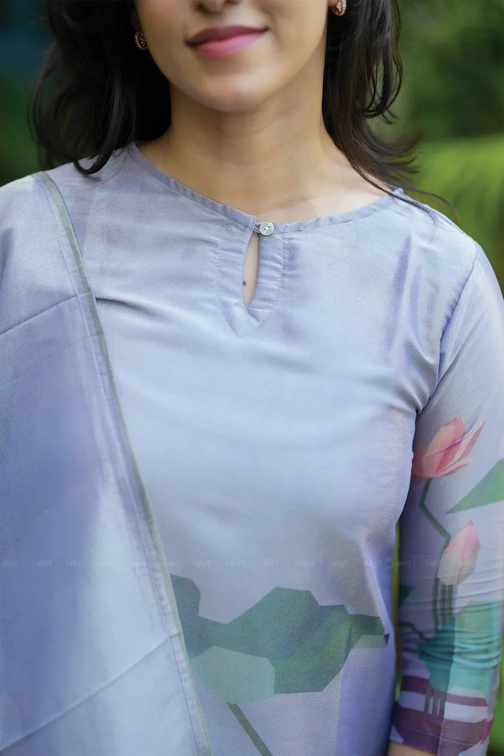 Lavender Lotus Alchemy printed 2 Piece Tissue Blend Kurta with Dupatta