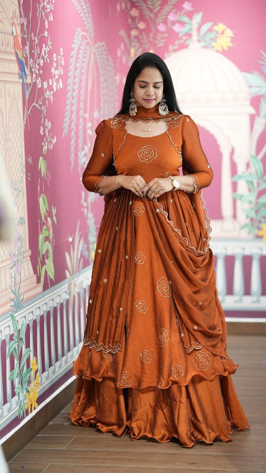 Sitara – Lehenga With Peplum – Orange