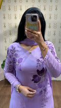 Lavender Handpainted & Handwork Aline