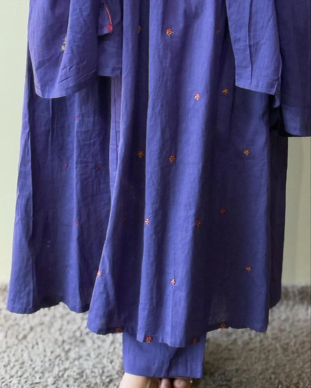 Purple Embroidery Cotton Suit
