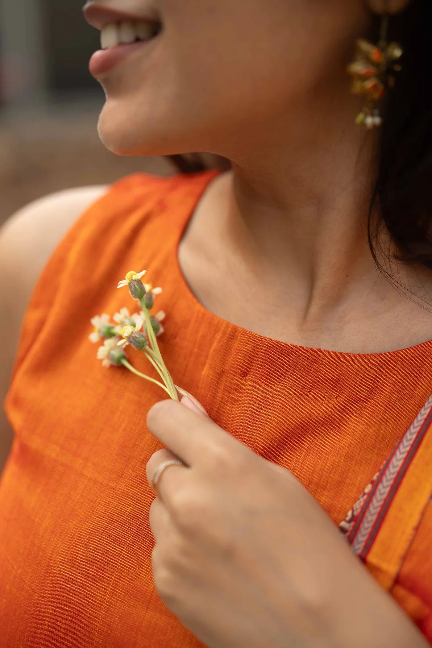 Orange Malar Narayanpet Salwar Set
