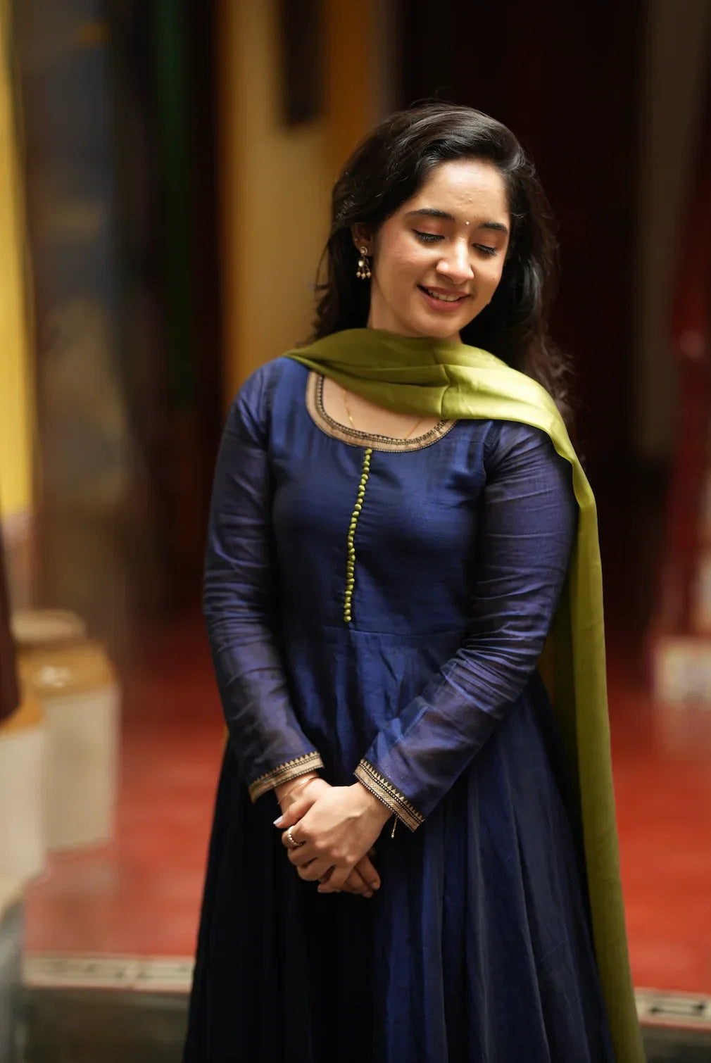 BHAMA-BLUE WITH OLIVE