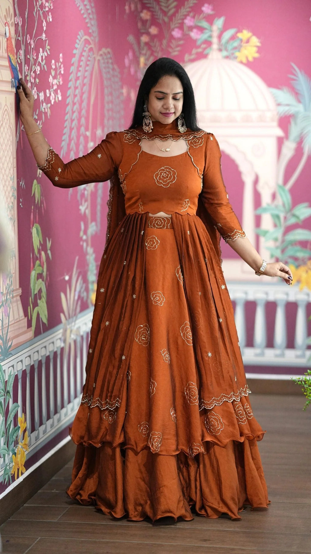 Sitara – Lehenga With Peplum – Orange