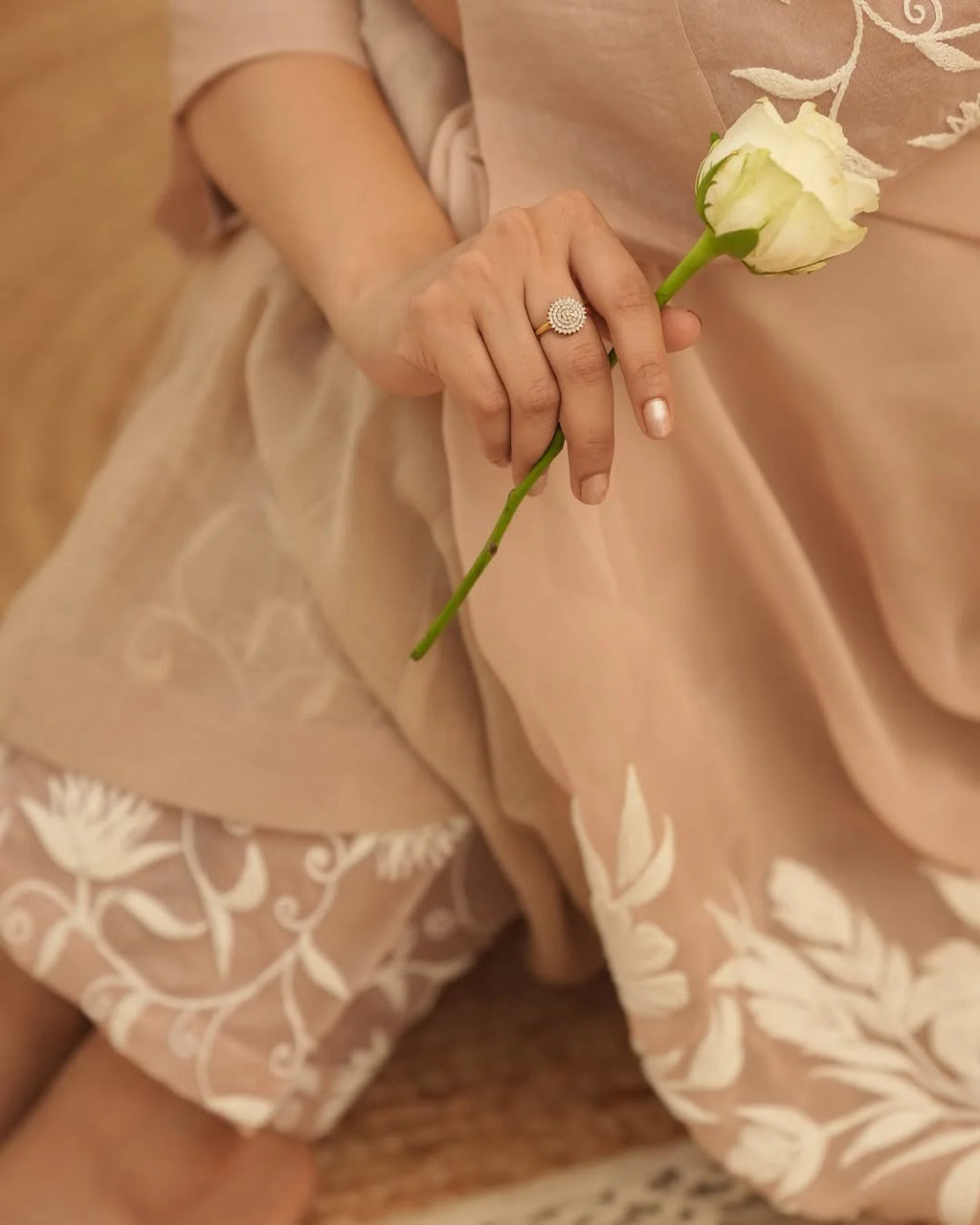 Brown Embroidered Suit Set