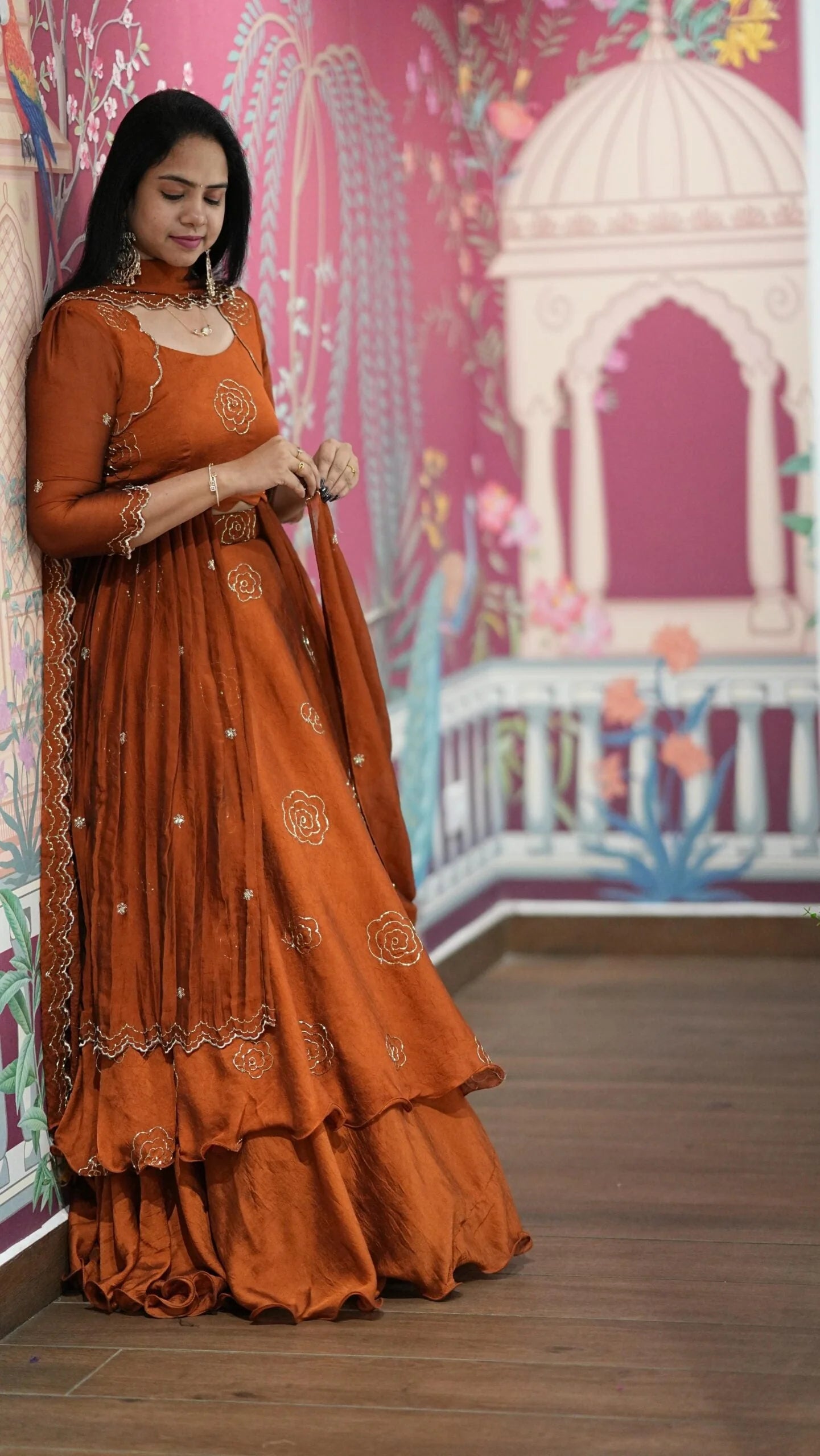 Sitara – Lehenga With Peplum – Orange
