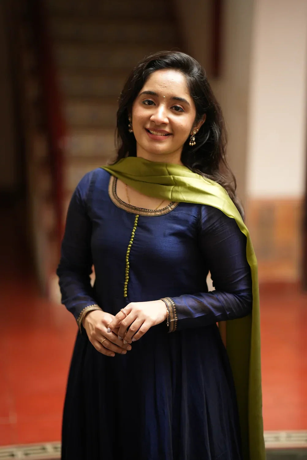 BHAMA-BLUE WITH OLIVE