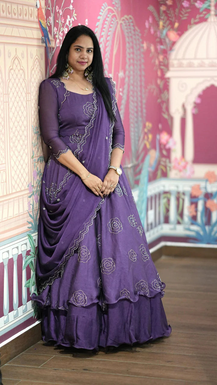 Sitara – Lehenga With Peplum – Lavender