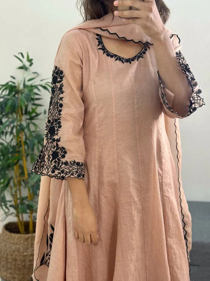 Designer Women’s Soft Fox Georgette Embroidered Kurta Set