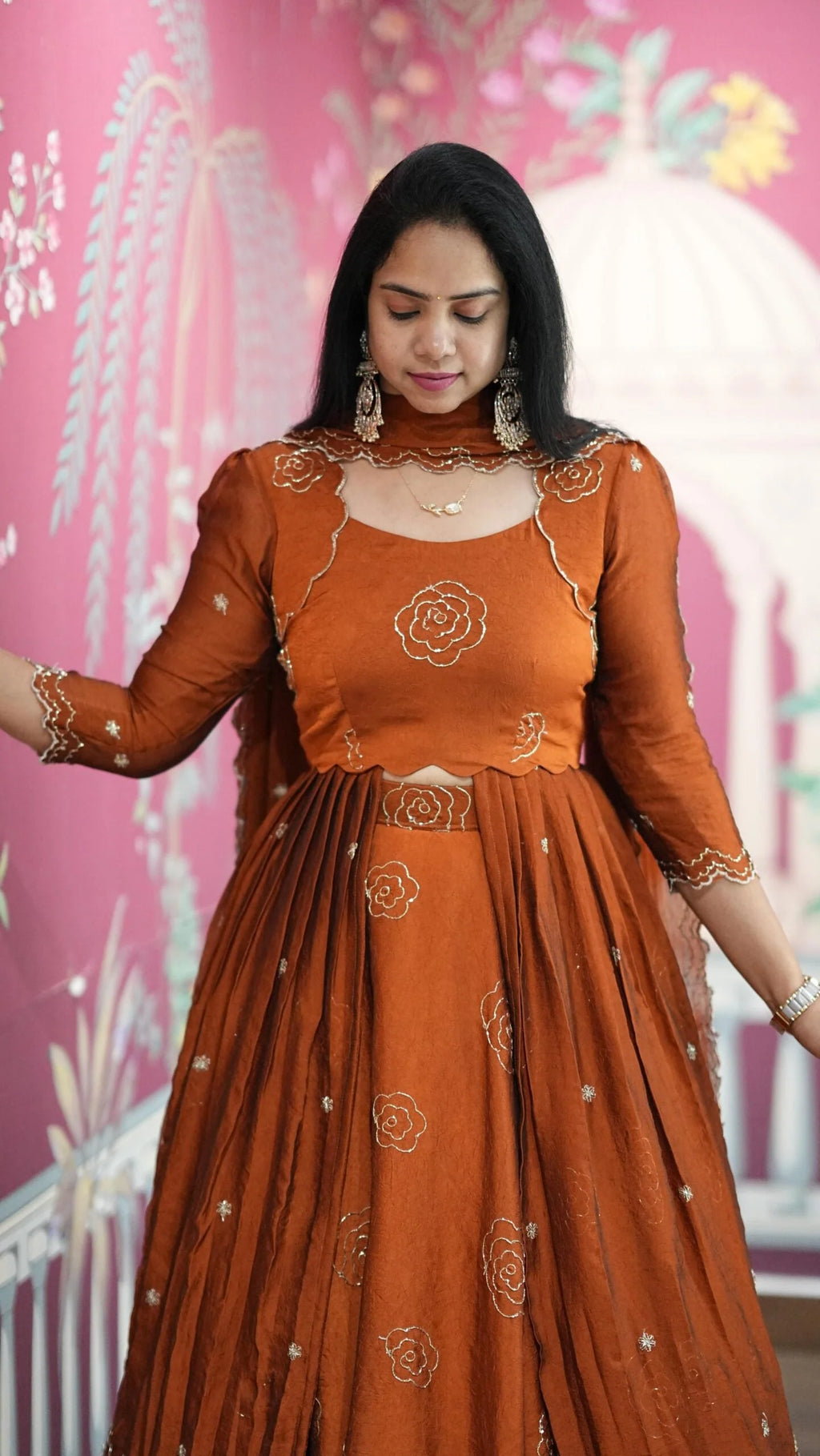 Sitara – Lehenga With Peplum – Orange