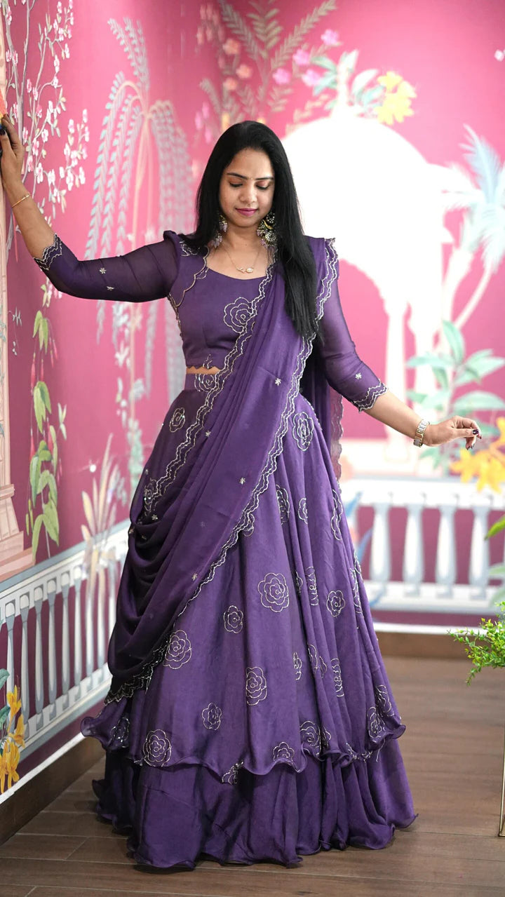 Sitara – Lehenga With Peplum – Lavender